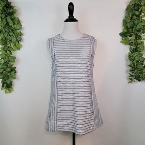 J Crew Knit Gray Navy Striped Women Cotton Sleeveless Shell Tank Top, Small